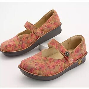 Alegria Leather Slip-On Mary Janes Clogs Cognac Rose size EU 40 or W9.5/10